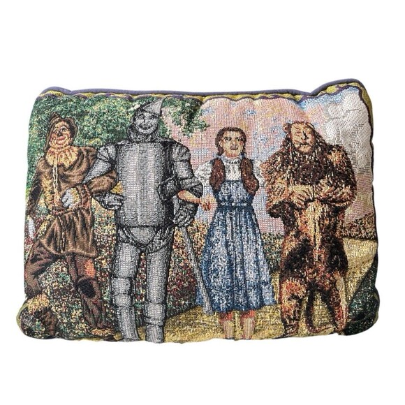 Wizard of Oz Tapestry Pillow Dorothy Scarecrow Tin Man Cowardly Lion 15 x 11" - Picture 1 of 2